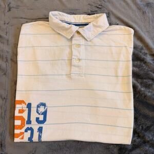 Men's Red Camel White Stripped Sz L Short Sleeve Polo